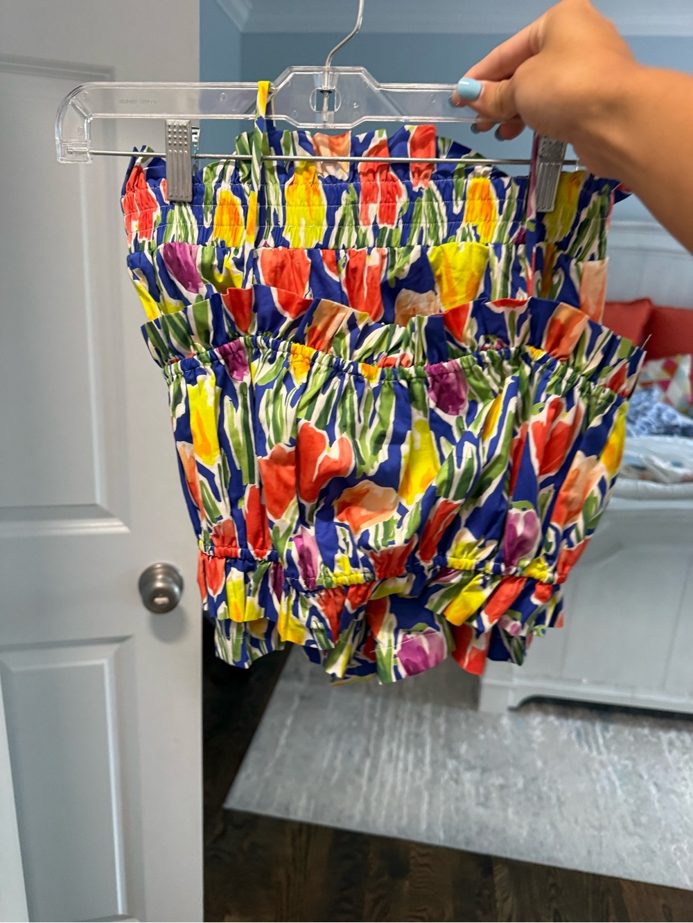 Colorful Floral Smocked Tube Top and shorts set